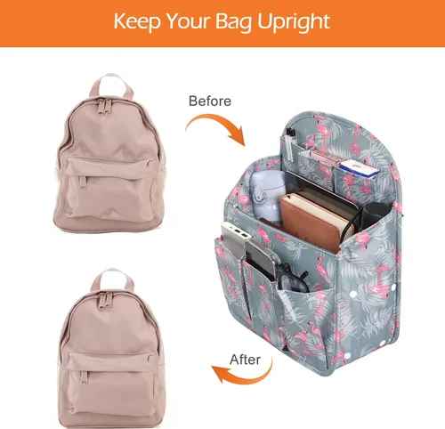 Miniatura 5 de Surblue Organizador de mochila con forro de inserción para colgar mochila de viaje y bolsillo de inserción, divisor de alta capacidad, organizador