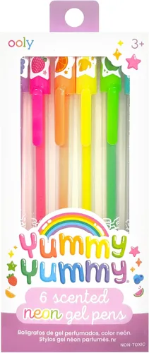 Miniatura 10 de Ooly Yummy Yummy - Juego de 6 bolígrafos de gel perfumados metálicos, con tinta de gel perfumada afrutada, escribe en papel negro, punta de 0.039