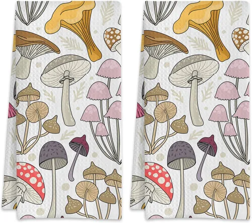 Miniatura 12 de Juego de 2 toallas de cocina abstractas bohemias florales de los años 70, toallas de mano de secado rápido para cocina, regalos para mujeres