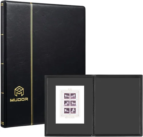 Álbumes de Sellos MUDOR para Coleccionistas, 1 Libro de Sellos de Bolsillo para Coleccionistas, 10 Hojas de Clasificador de Sellos, Negro