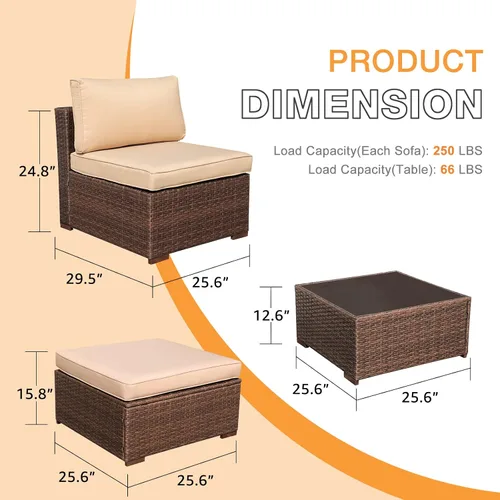 Miniatura 3 de Patiorama Juego de muebles de patio de 3 piezas, sofá seccional para exteriores, juego de conversación de ratán de mimbre de polietileno, silla sin