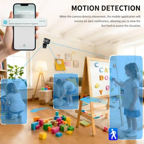 Miniatura 4 de Mini cámara de seguridad, cámara inalámbrica HD de 1080p para interiores con batería de 6 horas y no necesita WiFi para grabación, detección