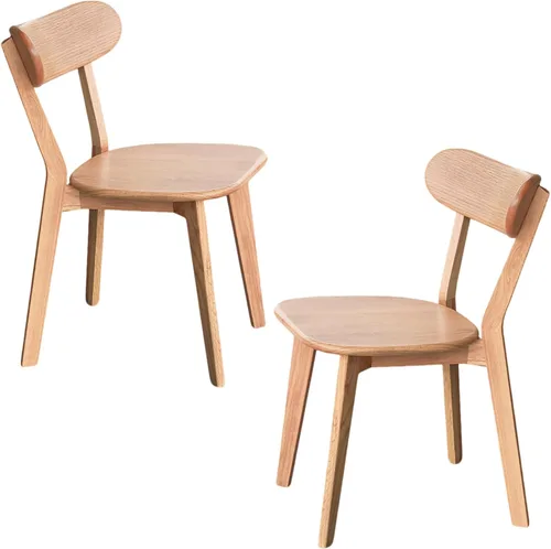Miniatura 14 de Silla de comedor de madera maciza blanca, silla de comedor de roble de grado FAS individual, respaldo curvado resistente y diseño exterior de pata