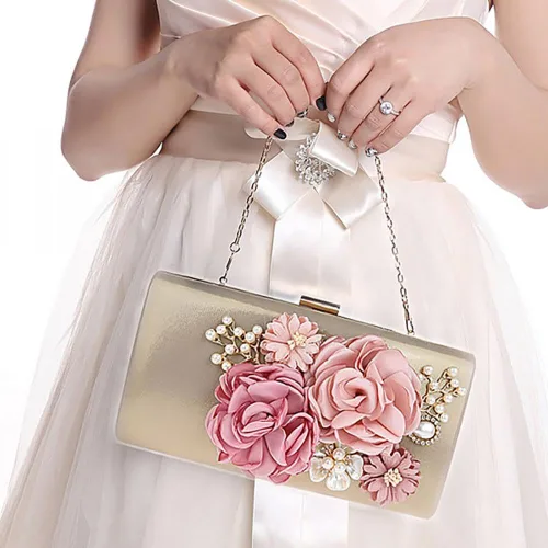 Miniatura 5 de Comeon Bolso de mano floral para mujer, bolso de noche de flores, elegante bolso de banquete, bolso de fiesta de dama para banquetes de boda