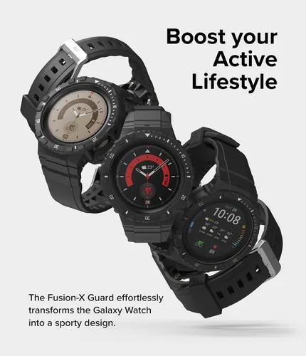 Miniatura 3 de Ringke Fusion-X Guard [Correa de reloj + funda] Compatible con Samsung Galaxy Watch 5 Pro Correa con funda (2022) a prueba de golpes con correa Negro