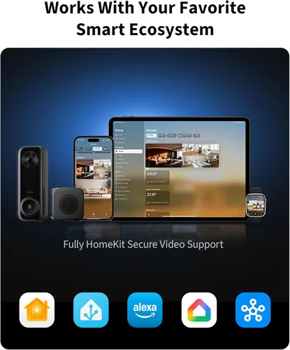 Miniatura 2 de Aqara Cámara de timbre G400 con timbre, cableado/PoE, video seguro HomeKit, vista de pies a cabeza 2K HD, audio de 2 vías, Wi-Fi 6 de 2.4/5 GHz