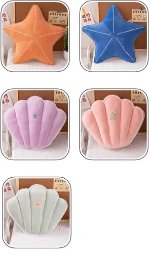 Miniatura 8 de Almohada de concha de estrella de mar para suelo, sofá, cojín de lectura (naranja, 19.6 pulgadas)
