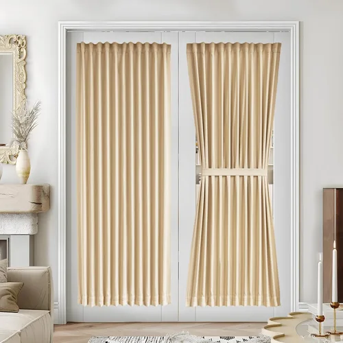 Miniatura 129 de Vatge - Cortinas autoadhesivas para puerta francesa, tratamiento de ventana con filtro de luz sin varillas ni perforaciones para puertas de cristal