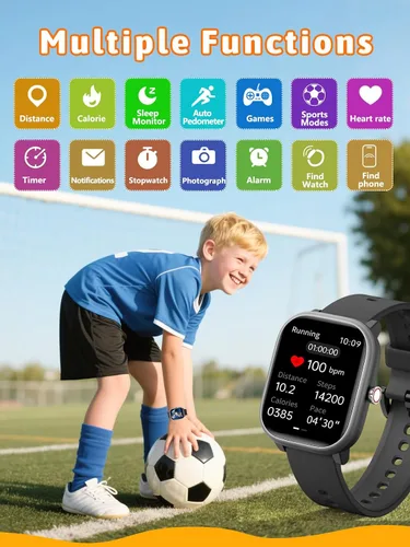 Miniatura 2 de Reloj inteligente para niños y niñas, rastreador de actividad física con monitor de sueño de frecuencia cardíaca, pantalla táctil de 1.83 pulgadas