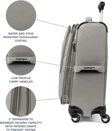 Miniatura 302 de Travelpro Maxlite 5 - Juego de 2 piezas de equipaje de mano de tela, expandibles con 4 ruedas giratorias, bolso blando para debajo del asiento, Negro