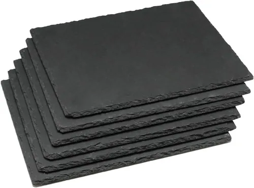 Paquete de 6 tablas de pizarra de queso de 10 x 8 pulgadas y tablas de charcutería de pizarra, platos individuales de piedra para queso, carne,