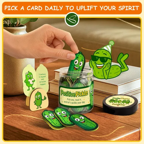 Miniatura 6 de Stofinity Tarro de 60 tarjetas de afirmación de pepinillos positivos – Regalo de aliento, positividad y apoyo emocional para niñas adolescentes