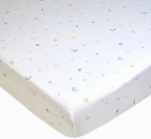 Miniatura 12 de TL Care Paquete de 2 sábanas bajeras ajustables 100% algodón natural de 39 x 27 pulgadas, suaves y transpirables para patio de juegos y colchón