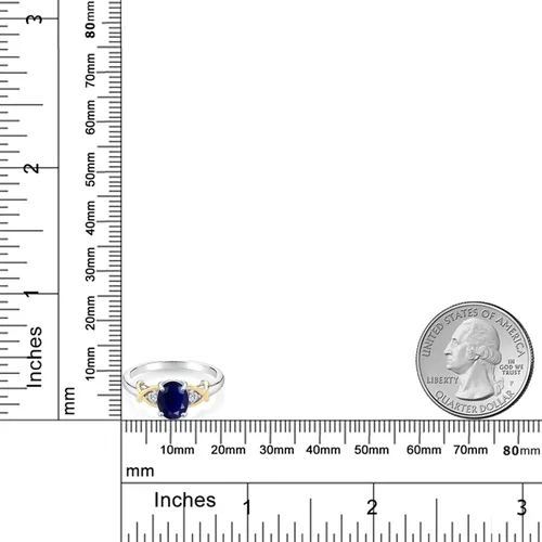 Miniatura 126 de Anillo de compromiso de oro amarillo de 10 quilates y plata 925 con piedra natal y diamantes cultivados en laboratorio para mujer, ovalado de 0.315