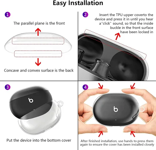 Miniatura 7 de Funda transparente para Beats Studio Buds Plus 2023, Beat Studio Bud Case Cover 2021, Shockpoof TPU suave para auriculares Beats con mosquetón