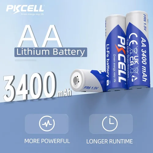 Miniatura 2 de PKCELL Paquete de 12 baterías de litio AA de 3400 mAh de alta capacidad de larga duración doble A, batería de litio AA de 1.5 V para dispositivos