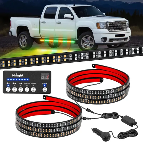 Miniatura 15 de Nilight 2 piezas de 24 pulgadas de tira de luces estroboscópicas para parrilla de camiones, 384 LED, luz de emergencia ámbar, flexible, intermitente