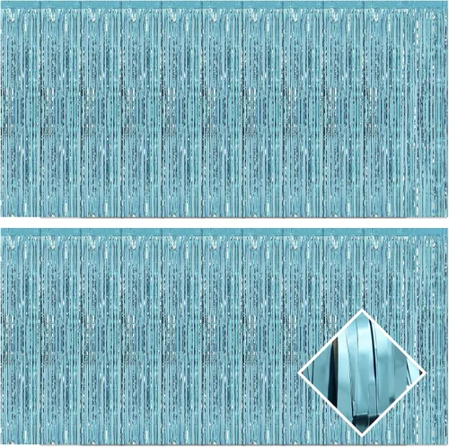 Miniatura 11 de Paquete de 20 cortinas de flecos de aluminio negro de 3.2 x 9.8 pies, cortinas de papel de aluminio negro, cortinas de oropel metálico, cortinas