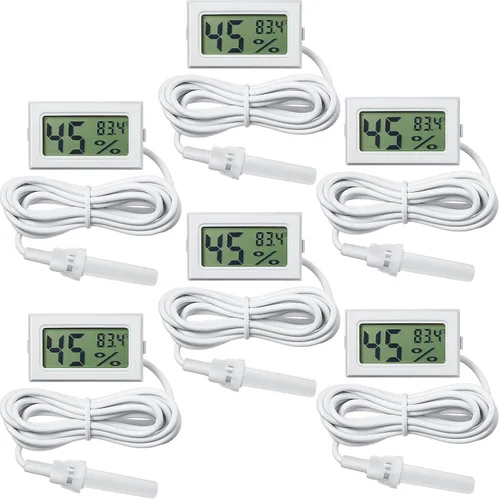 Miniatura 10 de Weewooday Medidor digital de temperatura y humedad con medidor de sonda LCD Fahrenheit, termómetro higrómetro para incubadora, planta de reptiles