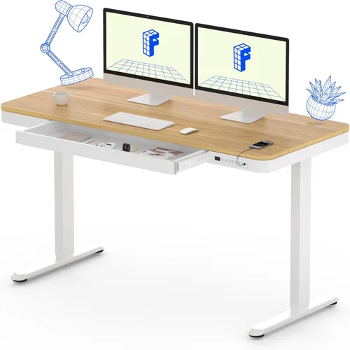 Miniatura 13 de FLEXISPOT Comhar - Escritorio de pie eléctrico de cristal puro con cajones, escritorio y puertos de carga USB, escritorio ergonómico de altura
