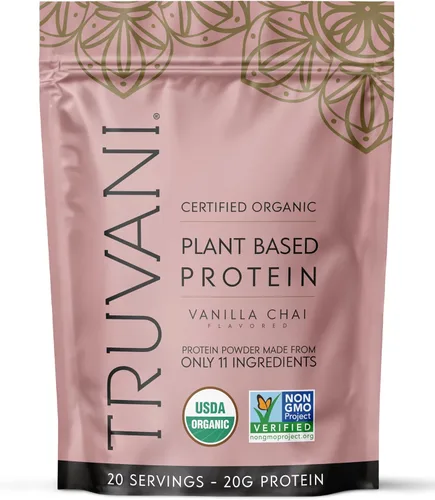 Miniatura 12 de Truvani Suplemento de proteína + verduras Espinaca, col rizada y brócoli 0.35 oz de proteína orgánica a base de plantas 20 porciones USDA