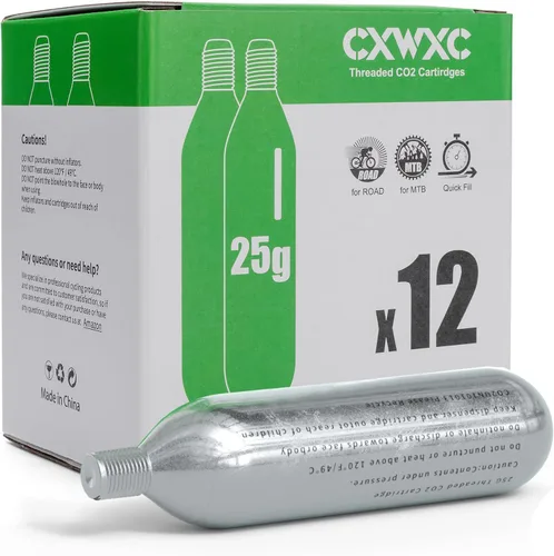 Miniatura 7 de CXWXC Cartuchos roscados de CO2 de 16g / 25g o inflador de CO2 para neumáticos de bicicleta - Cartucho para inflador de CO2 con conexión roscada