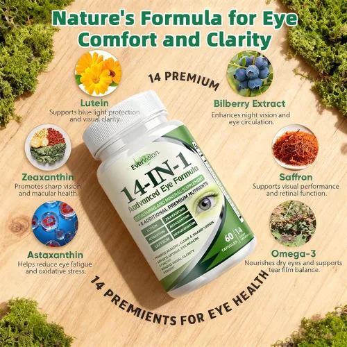 Miniatura 2 de Evervision 14 en 1 fórmula avanzada para ojos, suplemento de vitaminas y minerales para los ojos, 60 cápsulas, 2