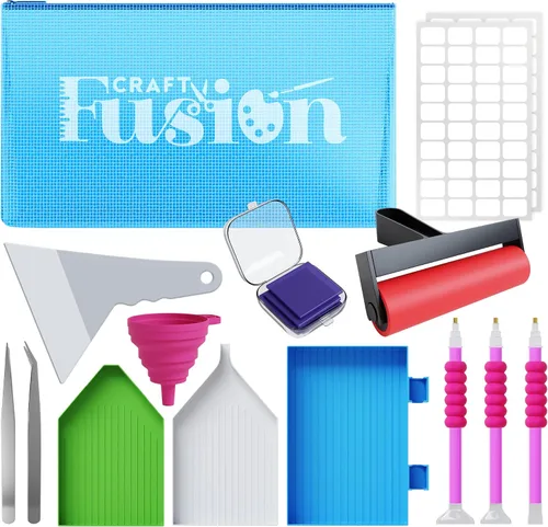 Miniatura 3 de Craft Fusion Herramientas y accesorios de pintura de diamantes, kits de arte de diamantes para adultos y niños, suministros de arte de gemas