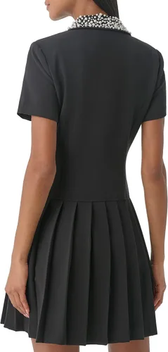 Miniatura 4 de Karl Lagerfeld Paris Vestido de perlas plisadas con botones para mujer