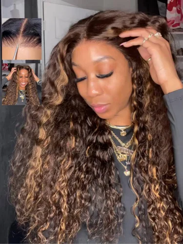 Miniatura 22 de Pelucas de cabello humano Bob de Beauty Forever, rubia con raíces marrones, parte lateral, corte recto, 7x5 encaje HD, adiós a los nudos, peluca Bob