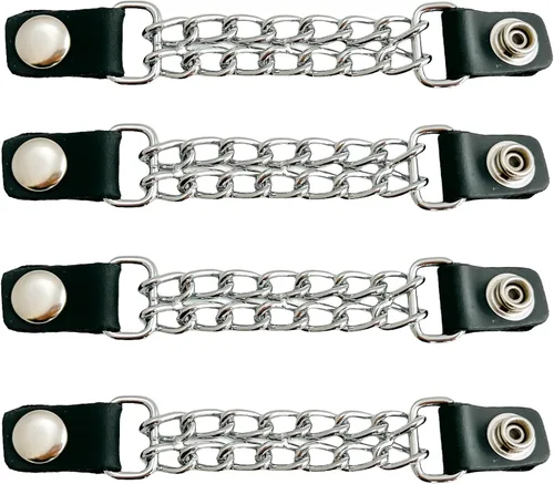Miniatura 7 de Funk Plus Extensores de chaleco de motocicleta de 4 pulgadas, doble cadena cromada, chaqueta MC a presión regular fabricada en EE. UU