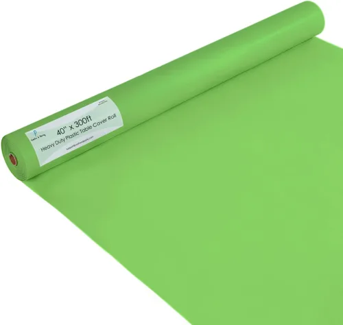Miniatura 80 de Rollo de plástico para cubierta de mesa color verde manzana, 40 pulgadas x 100 pies, rollo de plástico resistente para cubierta de mesa de banquetes