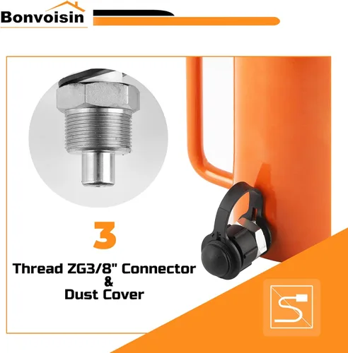 Miniatura 5 de Bonvoisin Gato Cilindro Hidráulico de 20T Porta Power Ram Cilindros de Elevación de Carrera Larga de 4" de Acción Simple para Maquinaria