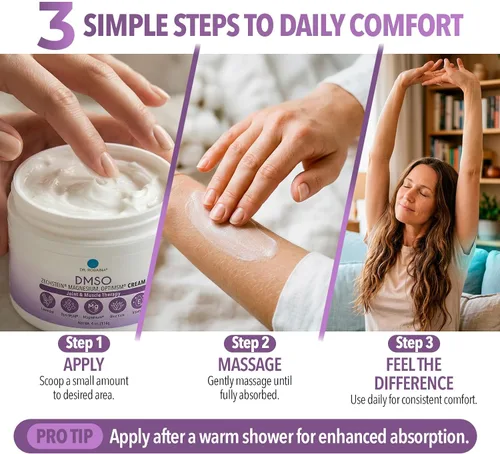Miniatura 5 de Dr. Robaina Crema DMSO de lavanda - 99.9% DMSO puro grado farmacéutico Fórmula con magnesio Zechstein, árnica, aloe vera, vitamina E - 4 onzas