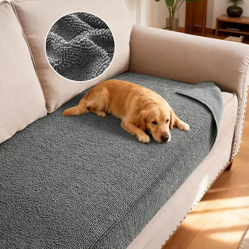 Miniatura 31 de H.VERSAILTEX Funda Antideslizante para Sofá de Mascotas Protector de Cama de Perro de Chenilla Funda de Sofá Gruesa y Suave Apta para Mascotas