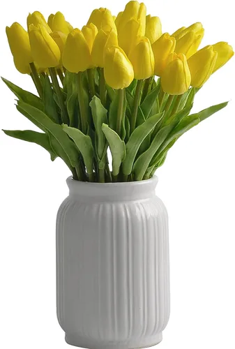 Miniatura 8 de 30 flores artificiales de tulipán, flores artificiales de tulipán de 14 pulgadas, tulipanes de tacto real para decoración del hogar, centro de mesa