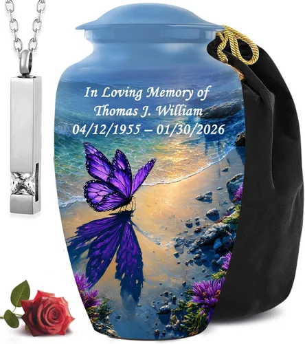 Miniatura 22 de Personalized Custom American Eagle Urn Set of 6 - Hand-Engraved Black Eagle Urns for Human Ashes Adult Female & Male, Includes 1 Large Adult Urn