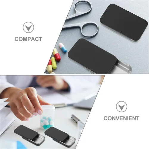 Miniatura 5 de UPKOCH Caja de almacenamiento de caramelo con tapa deslizante de metal, organizadores de placas de hojalata, contenedores de píldoras pequeños, caja