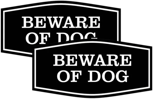Miniatura 42 de All Quality Fancy Beware of Dog Letrero Material duradero Señales de seguridad para el hogar Fácil de instalar (negro/oro), mediano, 1 paquete