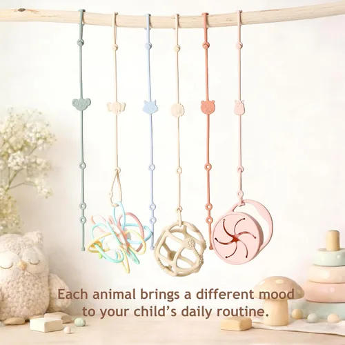Miniatura 3 de ROCCED Correas de juguete para bebé, 6 piezas, correas de silicona para silla alta, accesorios para cochecito, correa de botella para niños