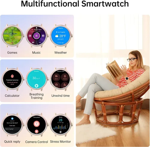 Miniatura 6 de Reloj inteligente para hombres y mujeres (respuesta/hacer llamadas), reloj inteligente con voz AI integrada, rastreador de fitness HD de 1.27