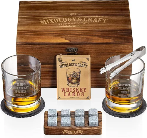 Miniatura 11 de Mixology & Craft Jameson - Juego de regalo de whisky, juego de vasos de whisky con caja de madera rústica, 8 piedras de granito para whisky, vasos