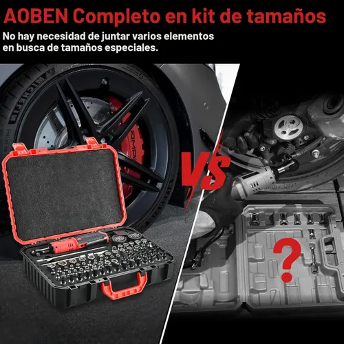 Miniatura 3 de AOBEN Llave de trinquete eléctrica inalámbrica con juego de 83 piezas de 1/4" a 3/8" de impacto, llave eléctrica de 12V con velocidad variable