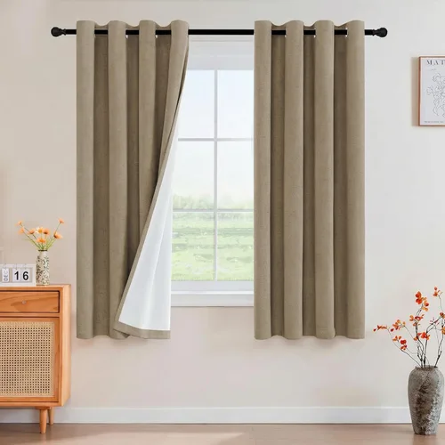 Miniatura 92 de Primitive - Cortinas opacas 100 % de lino texturizado natural para dormitorio, sala de estar, cortinas para ahorra energía, tela de arpillera