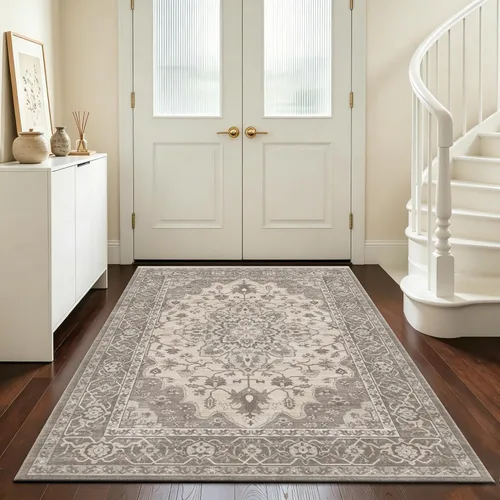 Miniatura 101 de Ukeler - Alfombra rústica con diseño floral para sala, dormitorio, comedor, Country rústico, Azul (luxury blue)