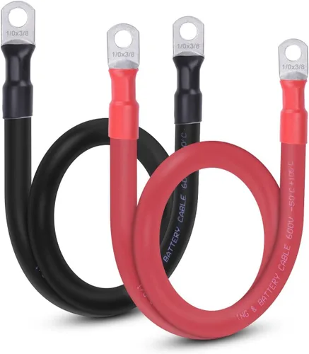 Miniatura 42 de Cable de batería flexible de 1/0 AWG con terminales de 3/8" - Alambre de cobre puro OFC para inversor y soldadura para automotriz, solar, RV