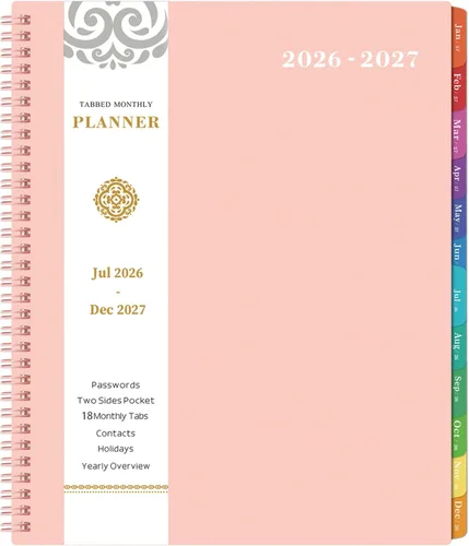 Miniatura 18 de Agenda mensual 2026 - Agenda 2026, agenda de enero 2026 a diciembre 2026, calendario mensual de 12 meses con pestañas y bolsillo, etiquetas