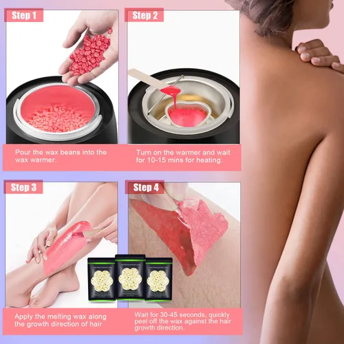 Miniatura 3 de Cuentas de cera para depilación de 10.5 oz (300 g), granos de cera dura para piel sensible brasileña, cara, bikini, cejas, piernas, sin dolor para 3