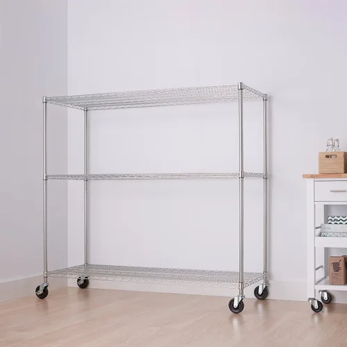 Miniatura 7 de Trinity Basics - Estantería de alambre ajustable de 3 niveles con ruedas para organización de cocina, almacenamiento de garaje, cuarto de EcoStorage