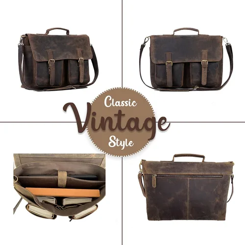 Miniatura 2 de KomalC Maletín de cuero de 18 pulgadas para computadora portátil, bolsas de mensajero para hombres y mujeres, la mejor bolsa de oficina